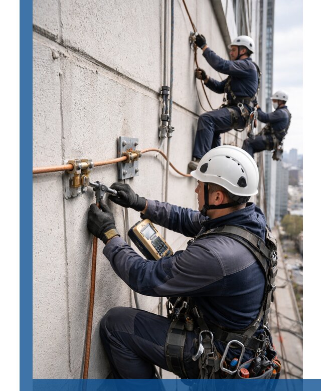 Монтаж системы заземления здания и молниезащиты в Волхове