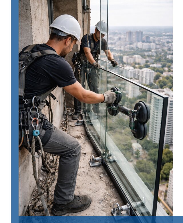 Монтаж стеклянных ограждений под ключ с гарантией в Волхове