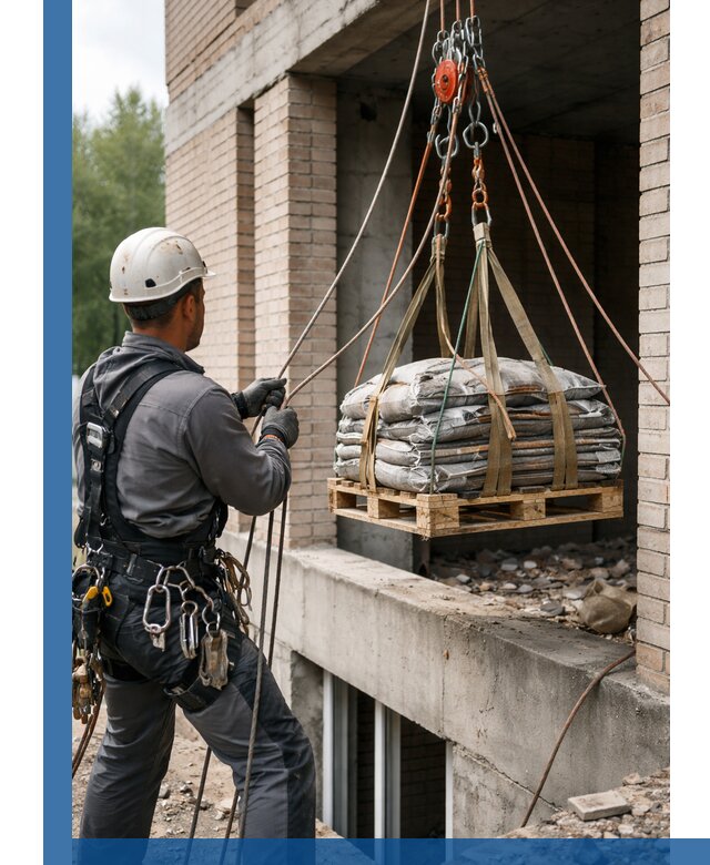 Подъем материалов на этаж веревками в Волхове оперативно