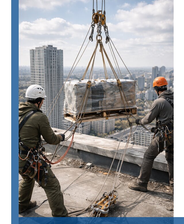 Подъем и монтаж крупногабаритных грузов на крышу в Волхове