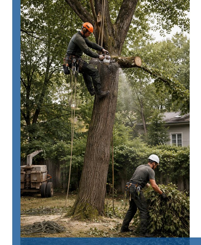 Кронирование деревьев в Волхове, безопасная высотная обрезка