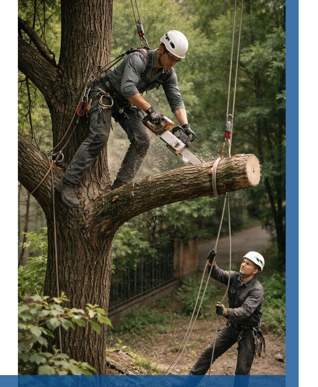 Спил деревьев альпинистами в Волхове от 8374 р. | ВЫСОТНИК-Влх