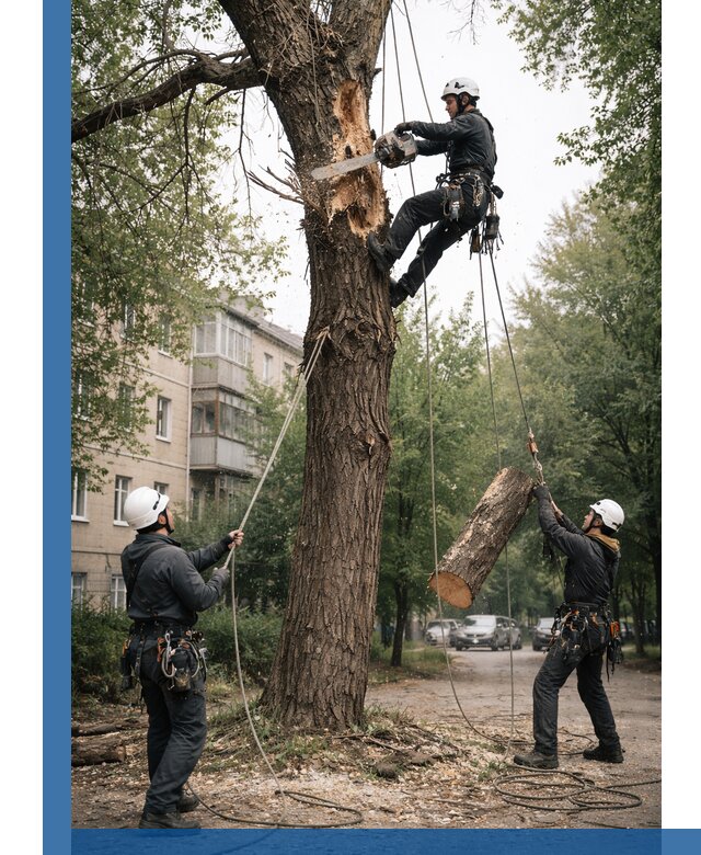 Срочное удаление аварийных деревьев в Волхове с гарантией безопасности