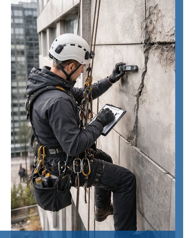 Обследование фасада альпинистами в Волхове от 126 р. | ВЫСОТНИК-Влх